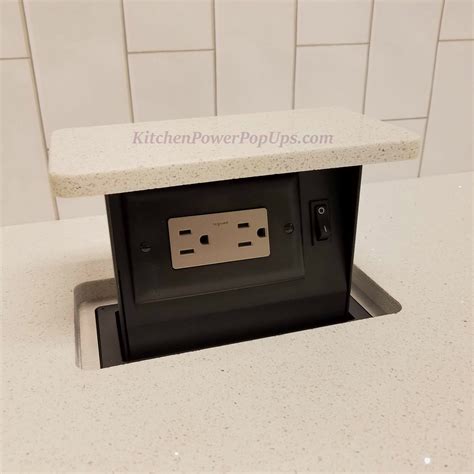 pop up electrical box|countertop outlet in pop up.